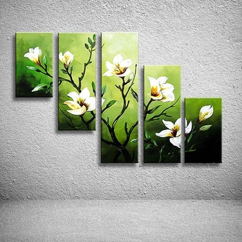 

Hand Painted High Quality Abstract Oil Painting 5 Pcs Modern Camellia Flower Set On Canvas Art Home Decor For Living Room Sale