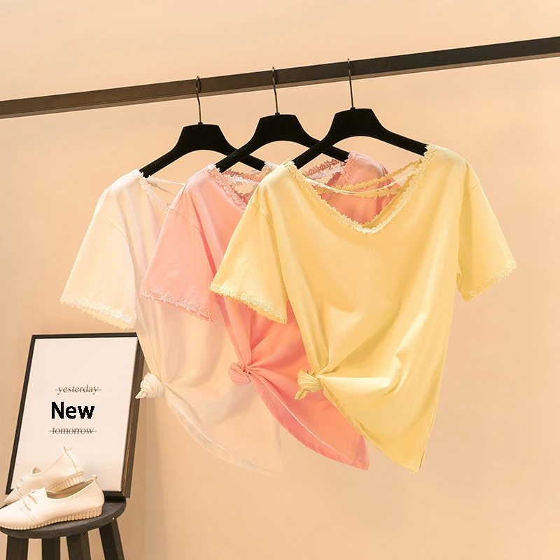 

shintimes Sexy V-Neck T Shirt Women Back Lace Bandage T-Shirt Female Woman Clothes Short Sleeve 2019 Summer Tops Tshirt Femme