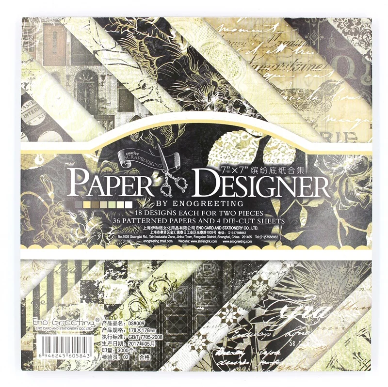 Ypp Craft 36sheets/lot Vintage Black Floral Pattern Creative Papercraft