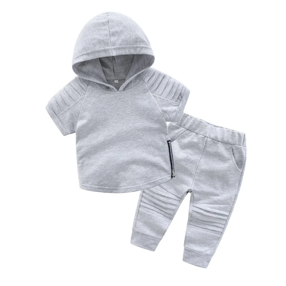 Kimocat/весенне-осенняя одежда для маленьких мальчиков с длинными рукавами и надписью, пуловер с принтом, спортивная одежда с капюшоном+ джинсы, комплект одежды для мальчиков из 2 предметов