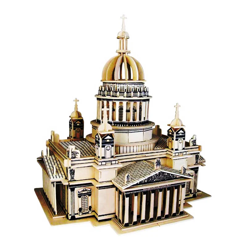 

3D Wooden Puzzle Children's And Adult Model The Saint Isaac's Cath A Kids Toy Of The Famous Building Series