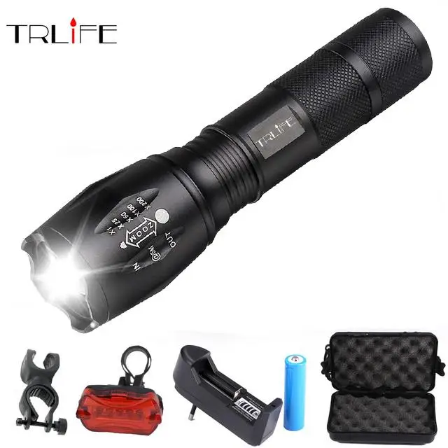 Excellent E17 L2 LED Torch 8000 Lumens Outdoors Led Torch LED Flashlight for bicycle Torch Bike Light Zoomable Focus+Bike clip+Taillight 0