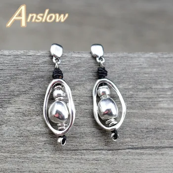 

Anslow 2018 New Design Charm Bijoux Beads Handmade DIY Wrap Wire Vintage Leather Earring For Women Lady Female Gift LOW0076AE