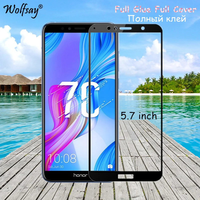 

Full Glue Tempered Glass For On Huawei Honor 7C Russian AUM-L41 5.7" Screen Protector For Huawei Honor 7C Full Cover Glass Film