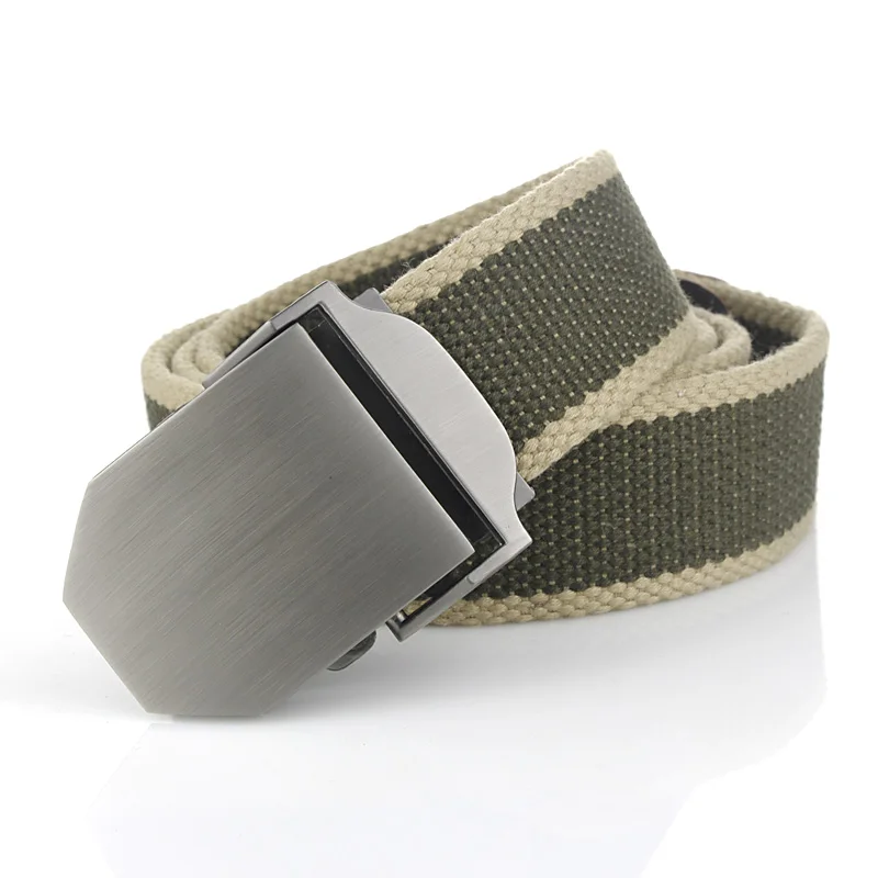 BOKADIAO Men&Women Military Canvas belt luxury Glossy Metal buckle jeans belt Army tactical belts f