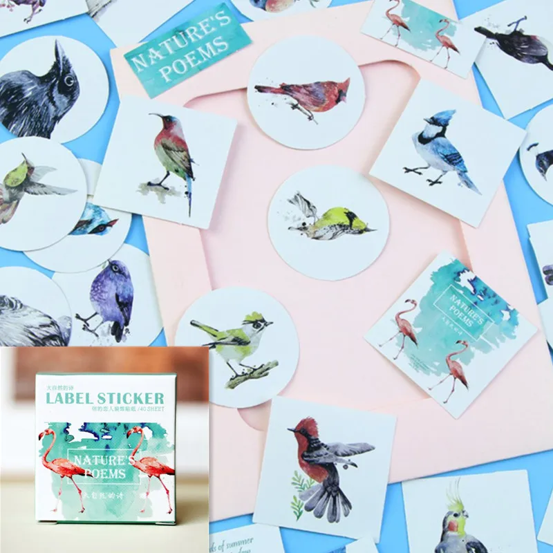 40 ⑤ кор. природа птица стихи Мини Бумага декоративный стикер DIY альбом печать для