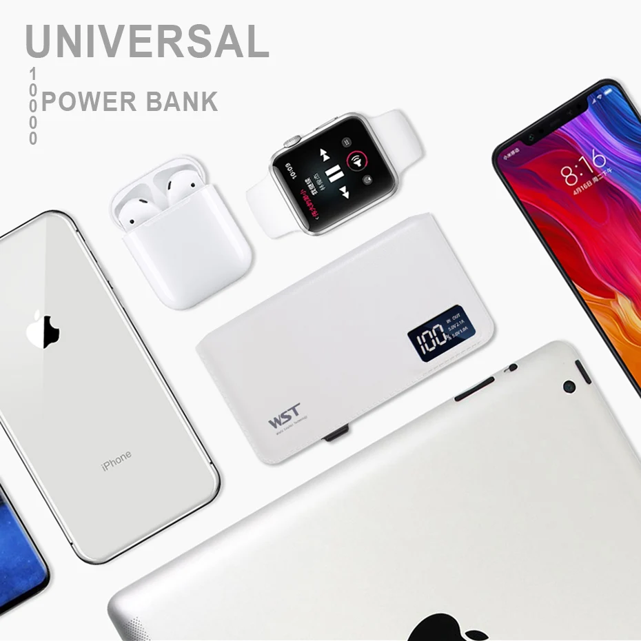 WST 10000mAh Portable Mobile External Battery LED PoverBank Battery Pack Power Bank For iPhone Xiaomi Samsung Phone Powerbank (11)