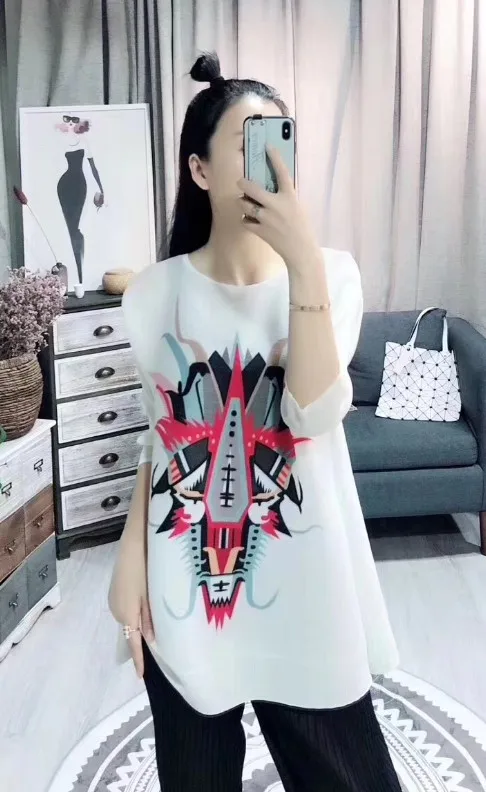 Белый Miyake fold модная футболка с принтом 5 минут рукава - Цвет: Белый
