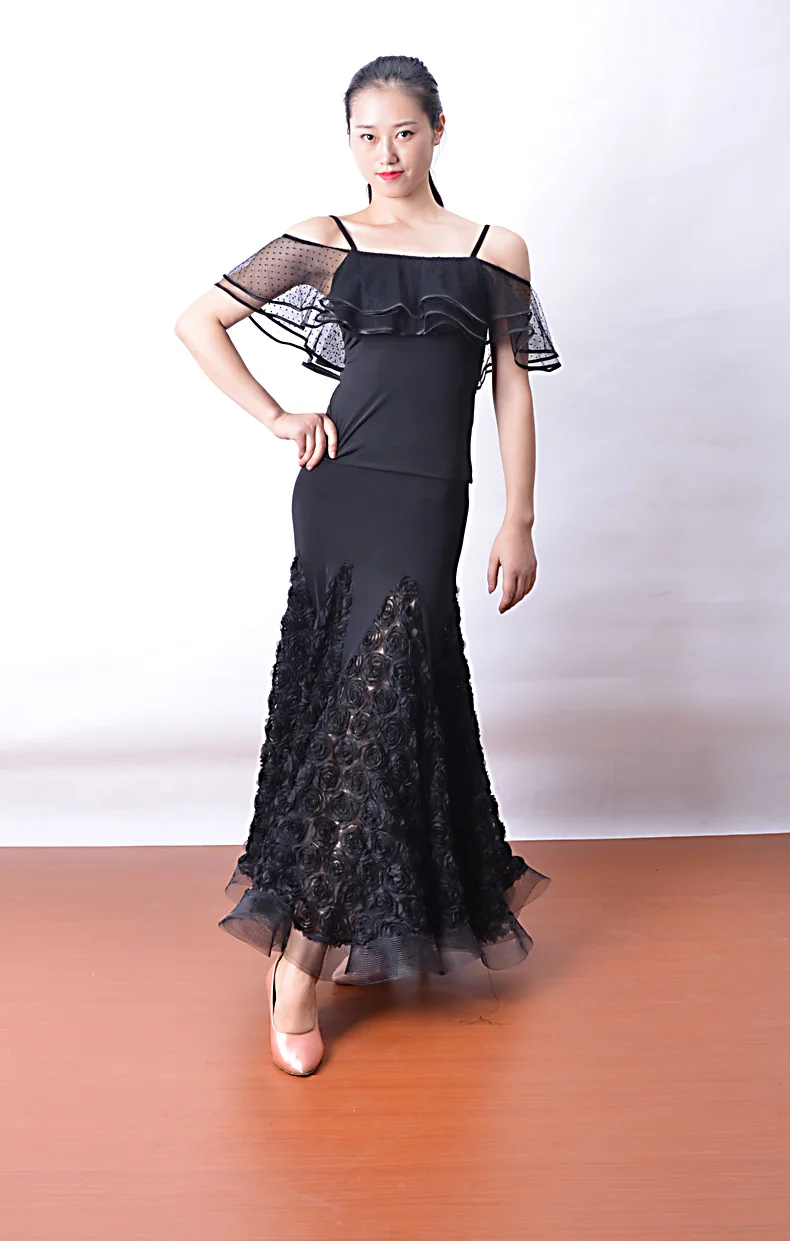 Черный для фламенко, бальных танцев платье юбки для фламенко юбки латиноамериканские сальса для фламенко, бальных танцев платье юбка Одежда для танцев