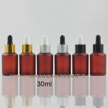

30ml red rose frosted(painted) glass bottle with dropper lid,essential oil bottle,liquid professional cosmetic container