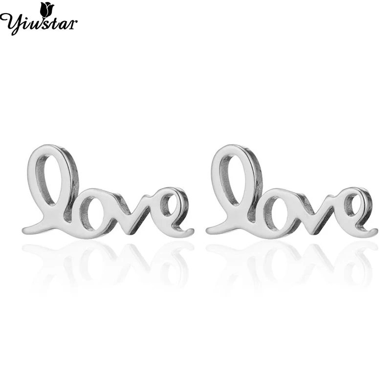 Yiustar милая стильная с надписью Love серьги со шпилькой для девушки дети ребенок