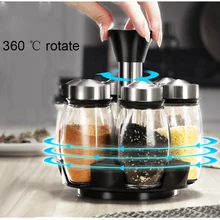 Коробка для приправ на 360 градусов, вращающаяся подставка для трав, баночек для специй, шейкер, стеклянная полка для приправ, контейнер для хранения приправ