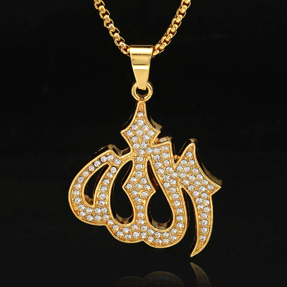 Ethlyn золото Цвет Большая подвеска «Аллах» ожерелья унисекс Ахмед арабских Ислам Мохаммеда мусульманские Ближнего Востока подвеска «Аллах» P044