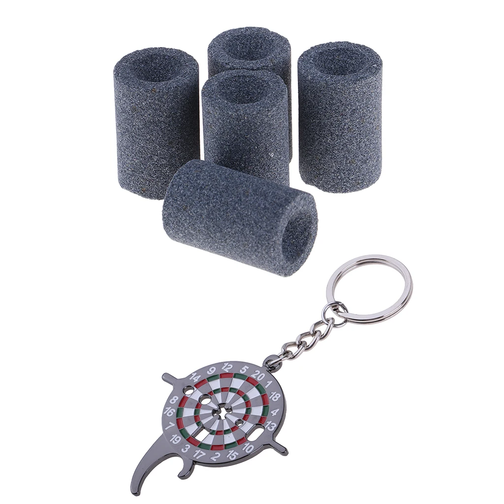 5 Pack Round Dart Point Sharpeners Sharpening Stone with Darts Wrench Tool with Key Ring