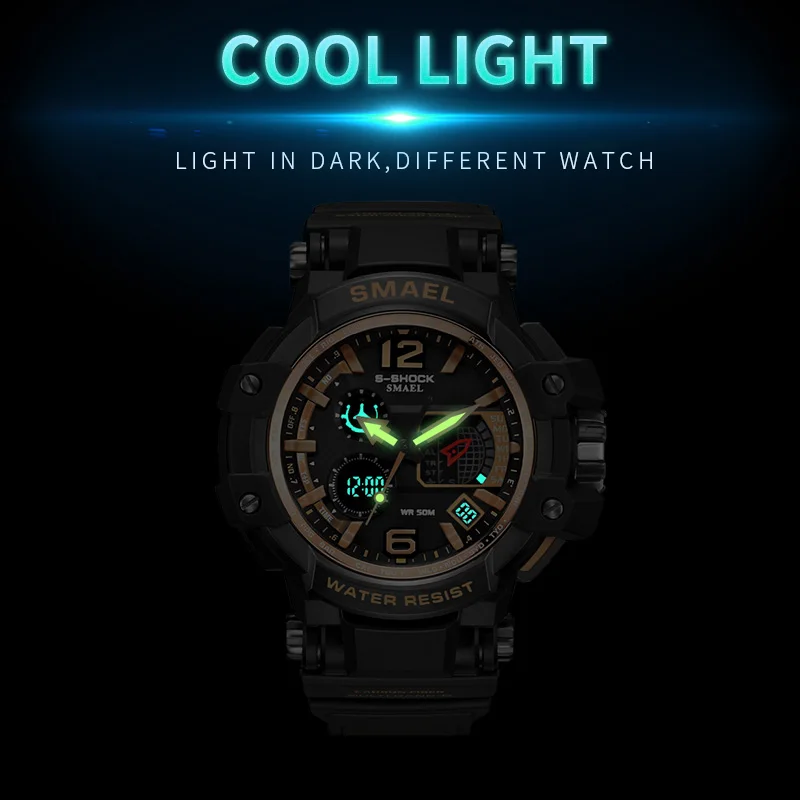 Cena Biały zegarek mężczyźni wodoodporny SMAEL zegarki sportowe dla mężczyzn cyfrowy zegarek moda homme zegar mężczyźni Sport wojskowy Wrsitwatches kwarcowy