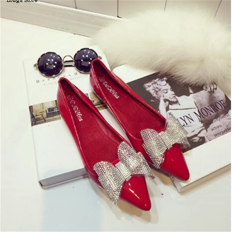 

CDTS shoes Woman spring/summer new arrival brief side buckle japanned leather women's shoes rhinestone flat shallow mouth single