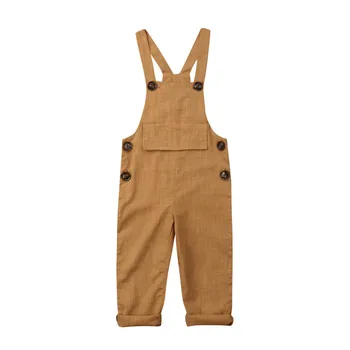 

Summer Children Overalls Toddler Kids Girl Boy Bib Pants Solid Brown Long Romper Sexy Sleeveless Summer Button Backless Jumpsuit