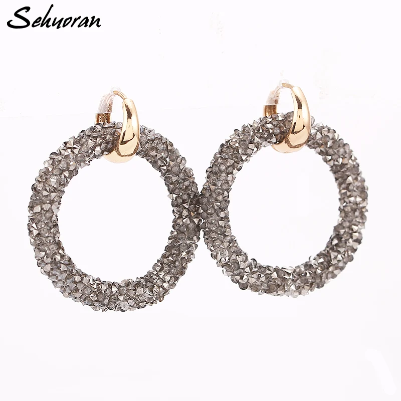 

Sehuoran Oorbellen Artificial Earrings For Women Statement Earings Two kinds Of Wear Law Copper Buckle Round Brincos Aretes EAR