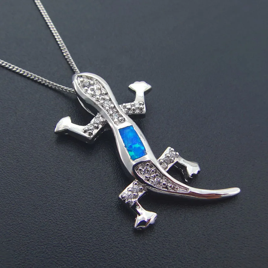 2016 Новая Мода Опал Ювелирные Женщины Gecko Ожерелье Подарок Белое Золото