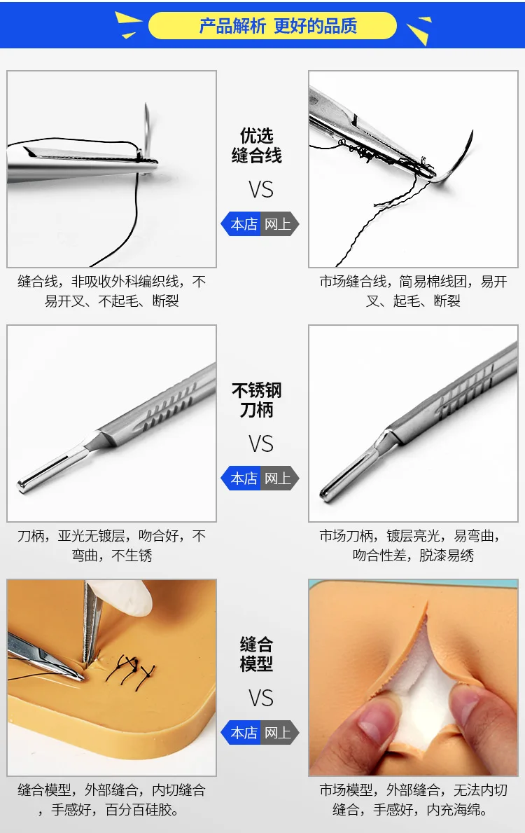 Набор инструментов для хирургического шва для студентов-медиков набор инструментов для хирургической практики с моделью кожи
