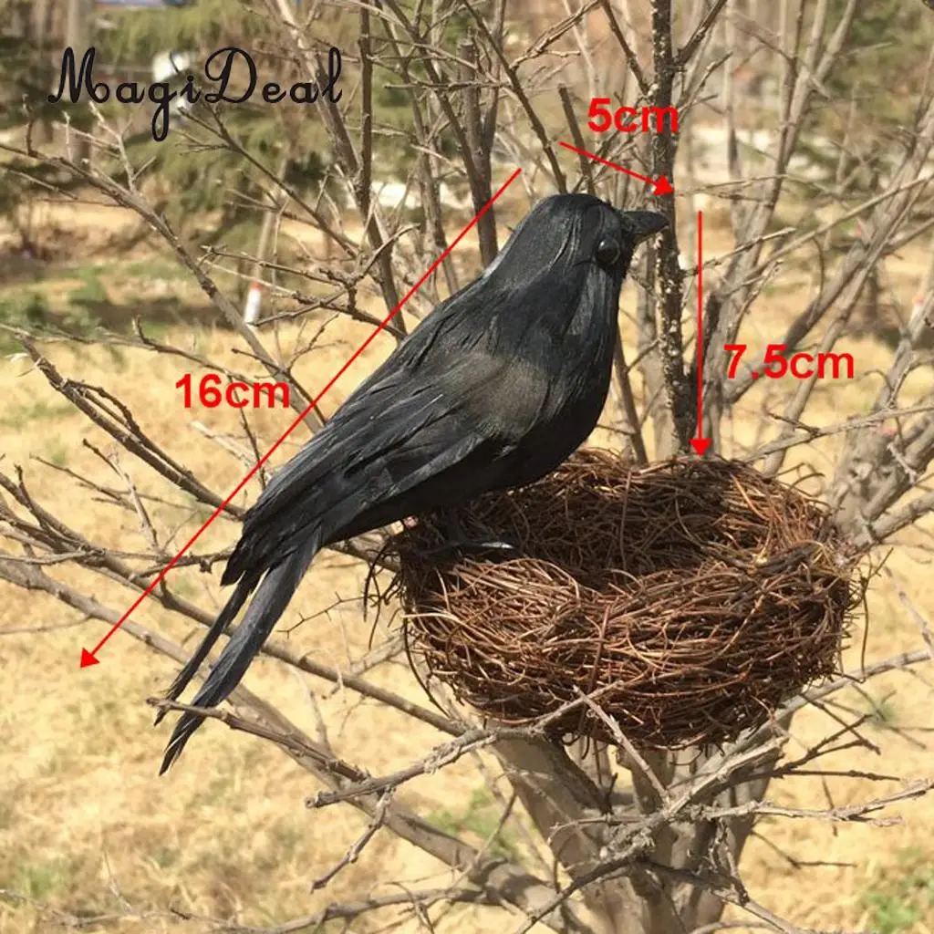 MagiDeal Black Crow Garden Bird Scarer Scarecrow Mice Garden Yard Deterrent Repeller Traps Birds Ornament Garden Decor
