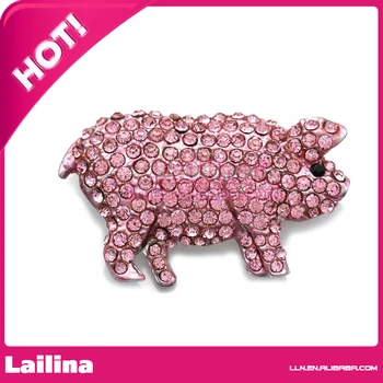 

Pig Farm Animal Brooch/Pendant Light Pink Rhinestones Fashion Jewelry
