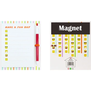 

4A Magnet Sticky Notes With Pen Set, "HAVE A FUN DAY",Magnet+Pen+Hardboard,Planner Stickers,Memo Pad,6 x 4.3 Inches,4A 6411
