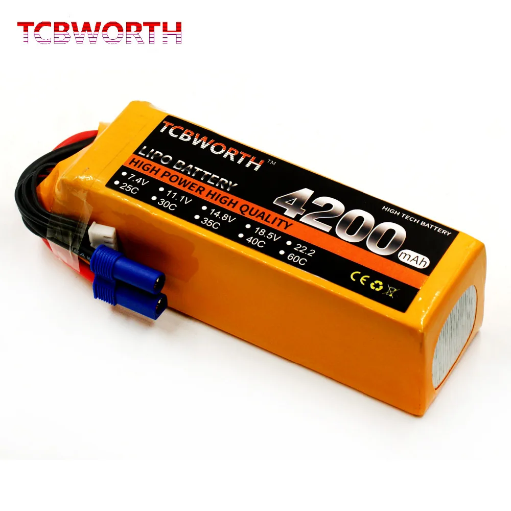 6S RC LiPo 배터리 22.2V 4200mAh 35C 6S RC 비행기 헬리콥터 자동차 보트 무인 항공기 리튬 배터리