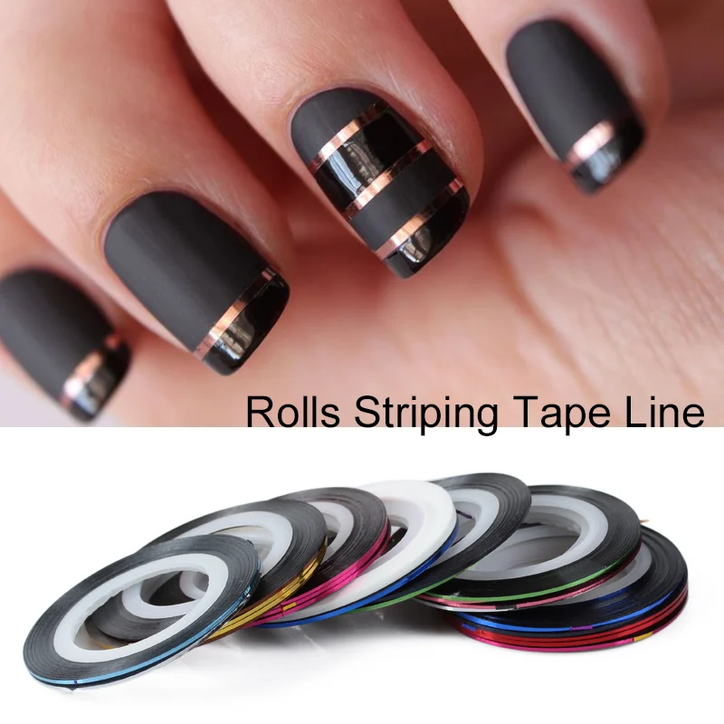 

Saviland 10Pcs/set Mixed Colorful Beauty Nail Rolls Striping Tape Line DIY Nails Art Stickers for Nail Tools Decorations