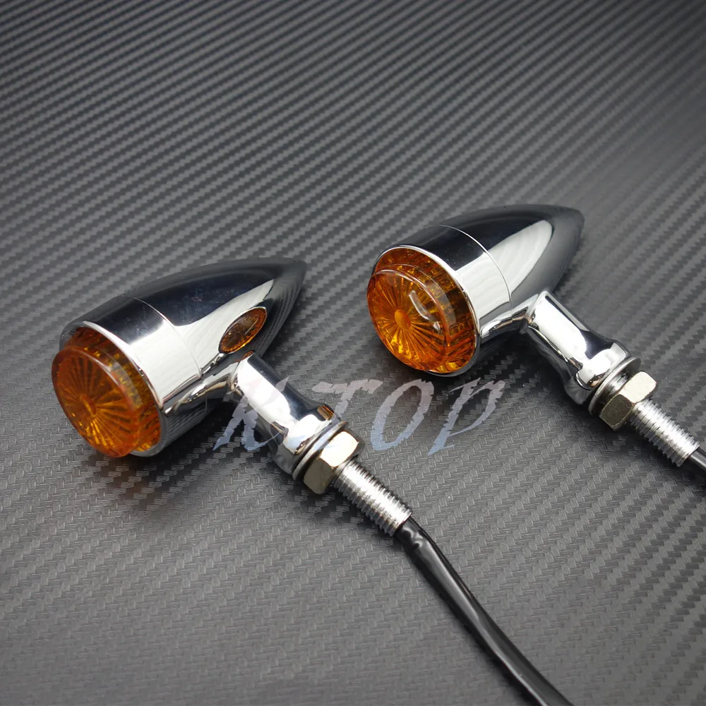 Motorcycle Chrome Metal Led Bullet Turn Signal Indicator Light For