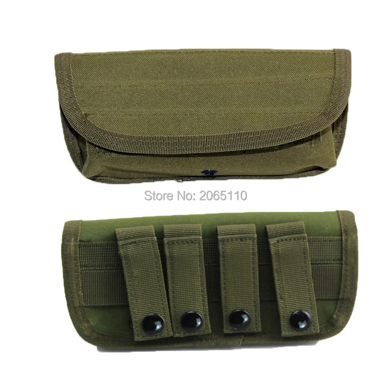 

Tactical Hunting Molle Shotgun 12 Gauge Ammo Shells Holder Canvas Pouch 2 Rounds Ammo Bag Shotgun Buttstock Pouches for Shooting