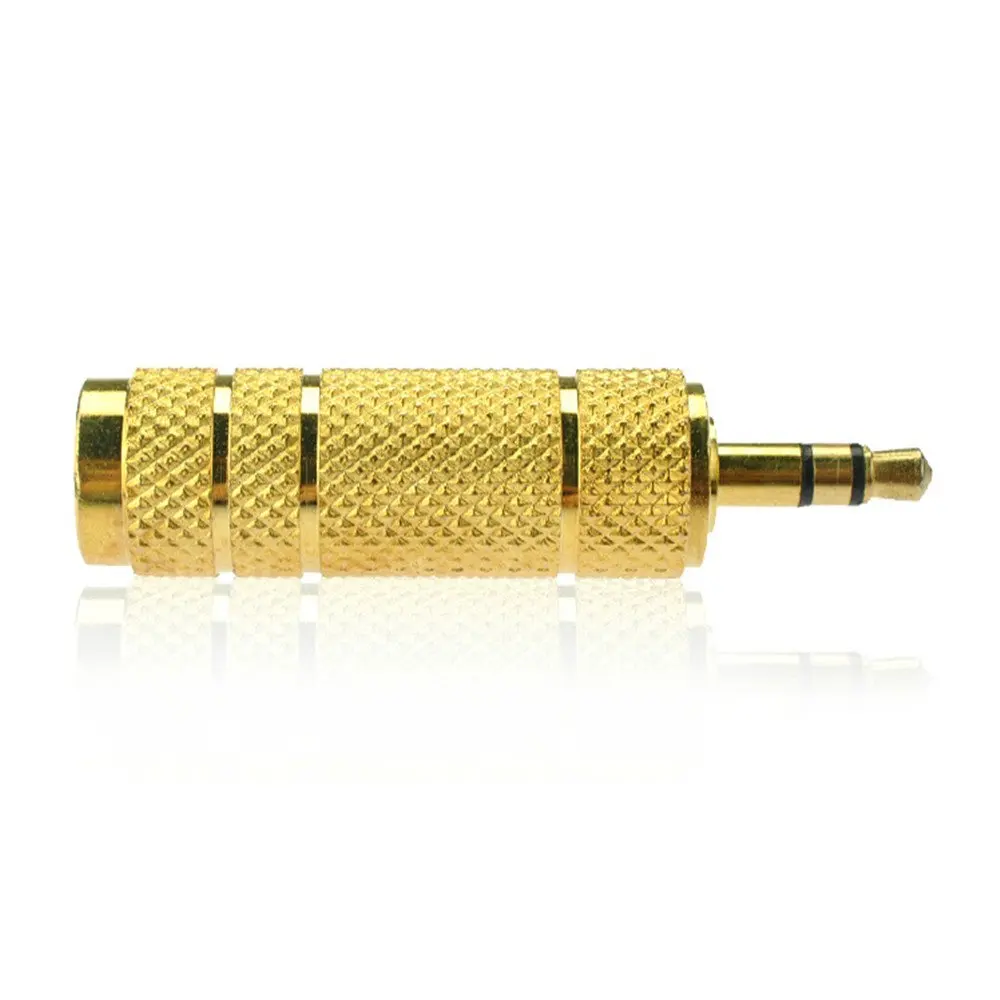 Guitar Gold Plated 3.5mm 1/8" Jack Plug to 6.35mm 1/4" Stereo Audio