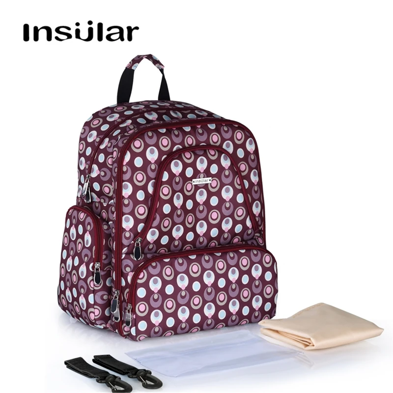 

INSULAR Diaper Bag Backpack Maternity Nappy Mummy Bag Baby Nursing Bags for Mom/Dad with Stroller Straps/Changing Pad/Wet Bag