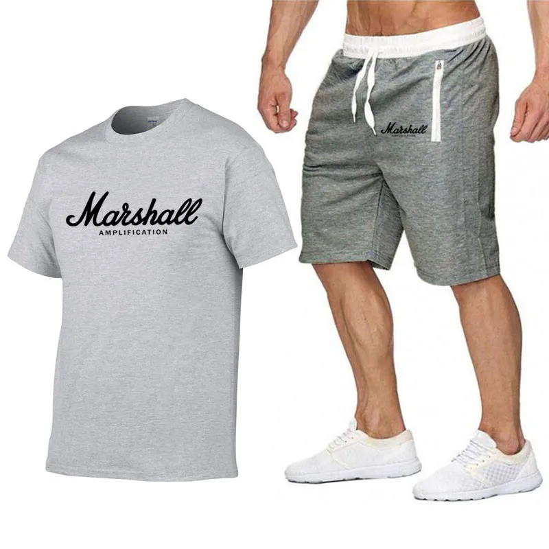 Мужская футболка бренд Marshall с короткими рукавами + шорты комплект из 2 предметов
