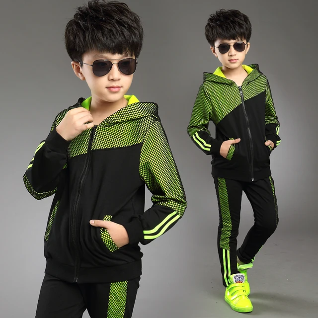2017 New Green Boys' Clothing Set Kids Boys Sport Suits Set Spring