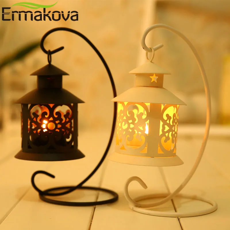 

ERMAKOVA Metal Candle Holder Retro European-Style Hanging Candle Lantern Holder Rustic Home Wedding Decoration