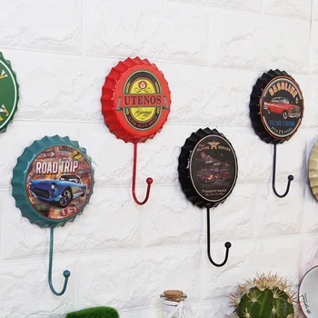 

Beer Cover Hook Vintage Wrought Iron Creative Beer Cover Hook Wall Hanger Buckle Home Kitchen Wall Door Decoration Accessories
