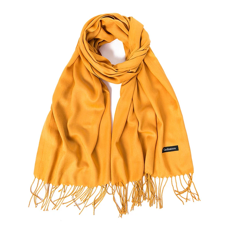 

IWINTER Women Solid Color Fashion Scarves With Tassel Lady Winter Thick Warm Scarf High Quality Female Shawl Hot Sale Men Scarf