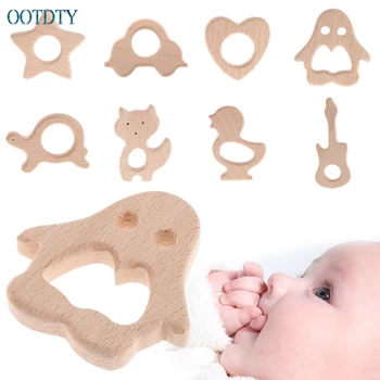 

Fashion Design Handmade Natural Wooden Animal Shape Baby Kids Teether Teething Toy Shower Gift #330