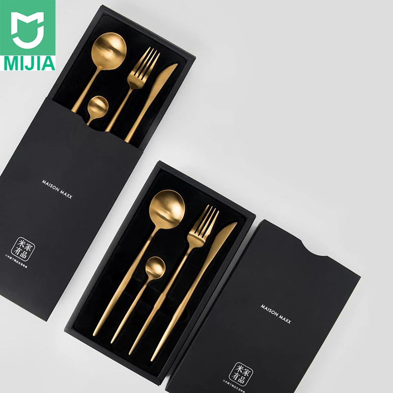 

Xiaomi Maision Maxx Stainless Steel Set Knife Spoon Fork Tea-spoon 4 Kit Dinnerware Silver in Stock for Smart home