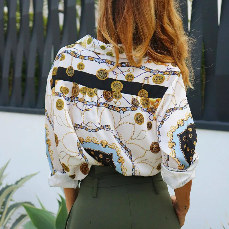 2019 النساء الأزهار طباعة كم طويل قميص مكتب سيدة أنيقة بلوزة قميص بدوره إلى أسفل طوق زر قميص الشارع الشهير 2019 النساء الأزهار طباعة كم طويل قميص مكتب سيدة أنيقة بلوزة قميص بدوره إلى أسفل طوق زر قميص الشارع الشهير