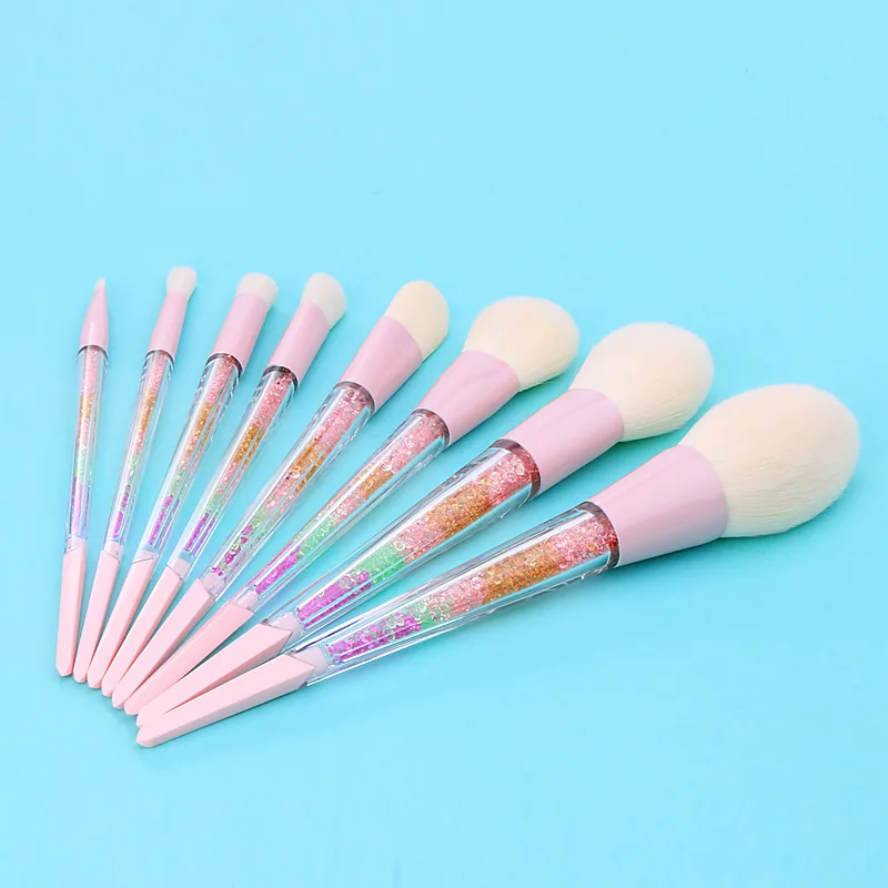 New 8pcs Beauty Makeup Brushes Diamond Crystal Set Professional Eyeliner Eyebrow Eyeshadow Brush Set Makeup Bag Tool Kits Hzs12 (3)