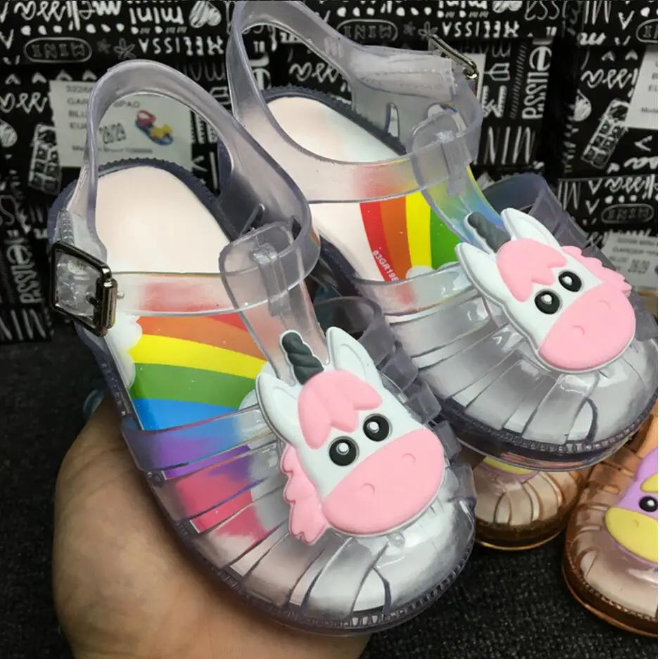 Mini Melissa Possession Unicorn/ г. прозрачные сандалии для девочек летние сандалии Melissa/детские сандалии пляжная обувь для малышей