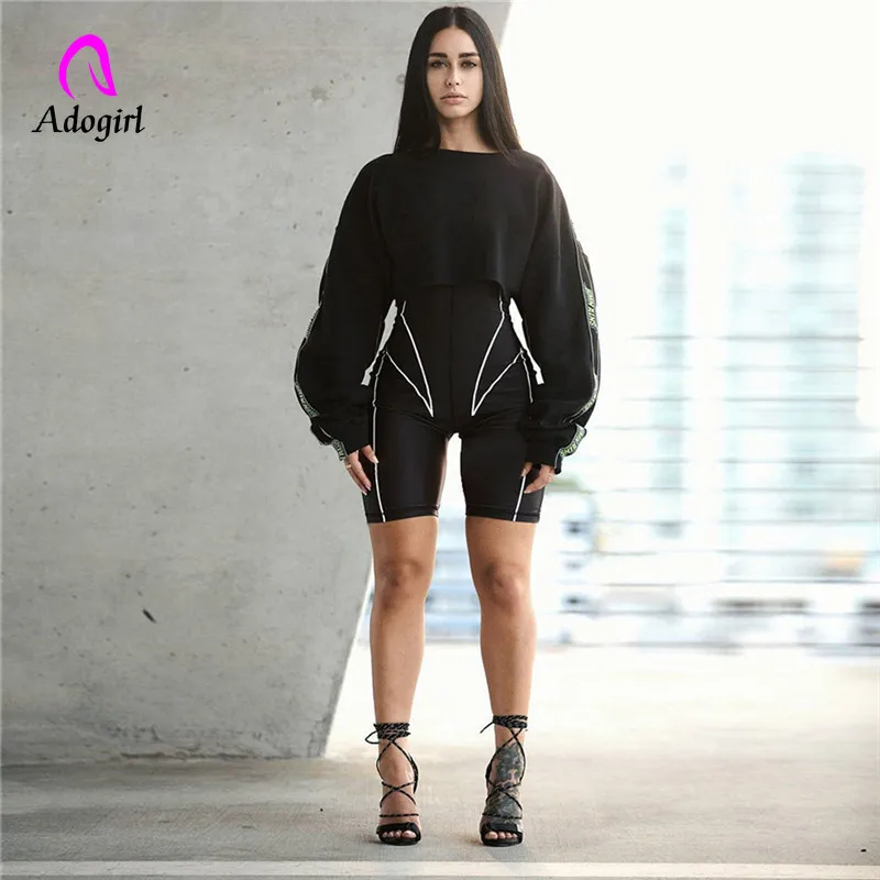 Adogirl спортивные комбинезоны женские водолазки комбинезон для фитнеса белый полосатый пэчворк с буквенным принтом пуш-ап обтягивающий Повседневный обтягивающий костюм
