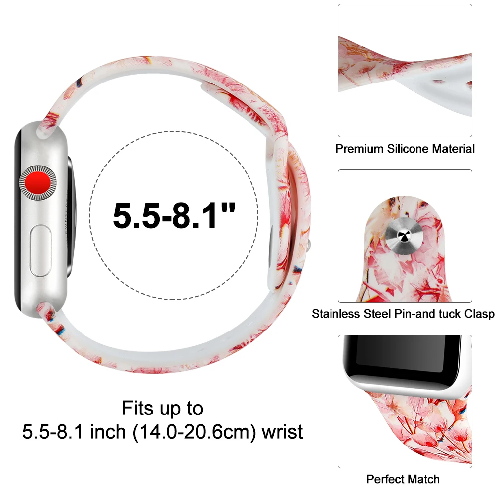 Ремешок OULUCCI спортивный силиконовый для Apple Watch Band 42 мм 38 Iwatch Series 4/3/2/1 44 40 браслет