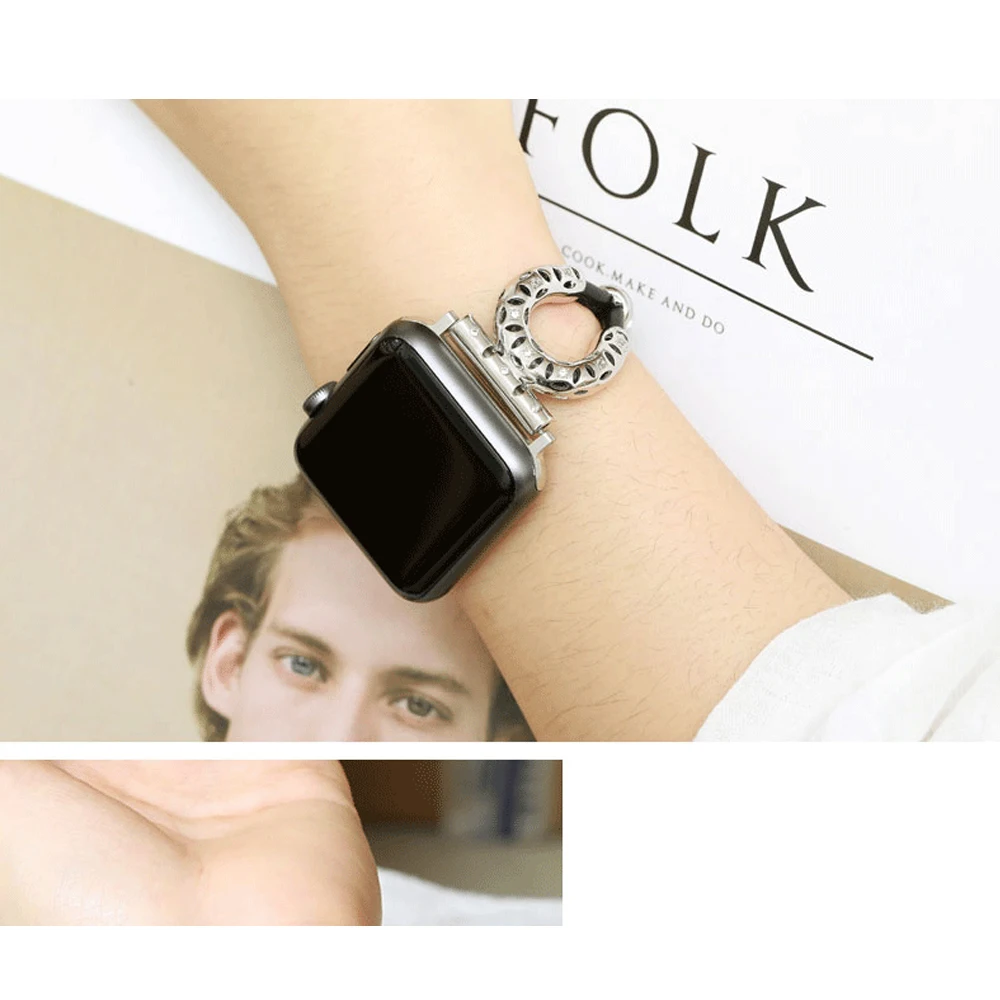 

Stainless Steel strap For Apple watch band 38mm 42mm iwatch band 40mm 44mm Metal bracelet watch correa sheepskin rope watchband
