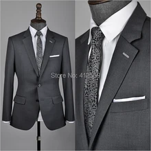 На заказ мужской s средний Slim Fit темно-серый костюм высокая шерстяная куртка комплект со штанами для офисных мужчин(куртка+ брюки