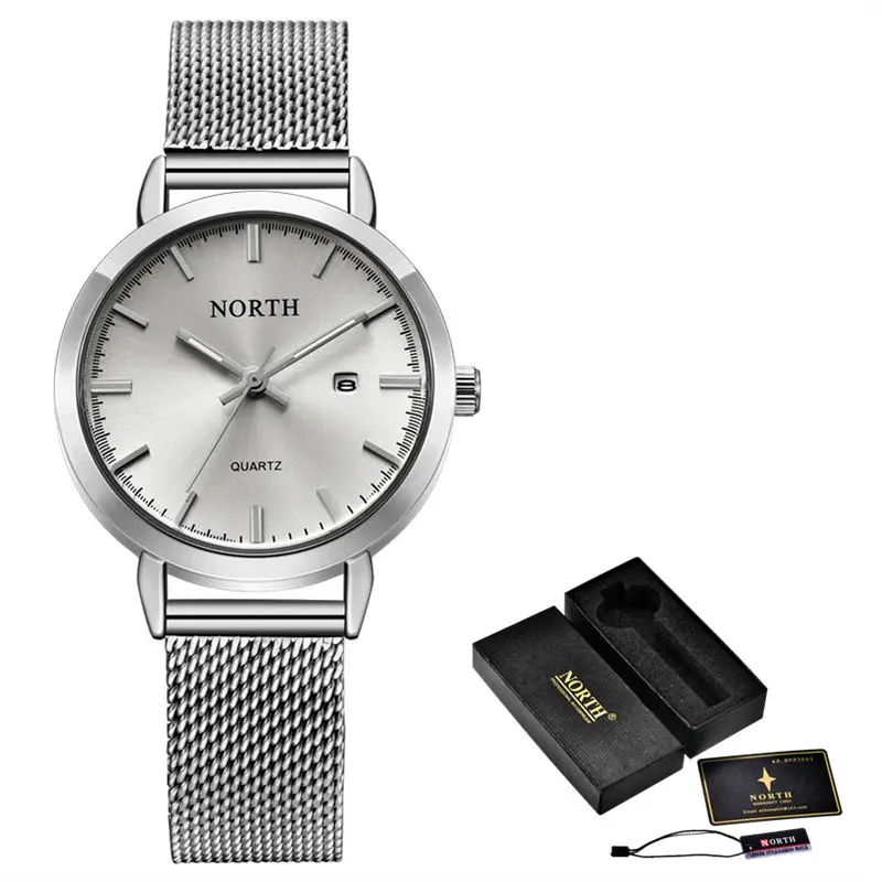 Роскошные брендовые новые женские часы, полностью Стальные кварцевые часы с датой, женские водонепроницаемые Модные Повседневные спортивные часы, женские наручные часы - Цвет: White and Box