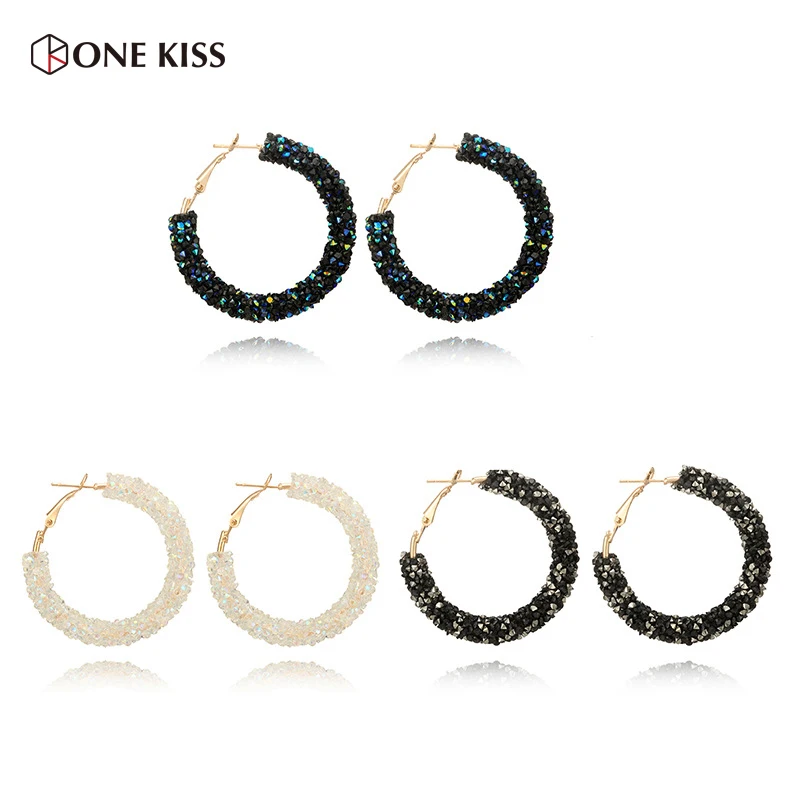 

Bohemia Helix Ear Crystal Hoop Earring for Women Big Circle Stainless Steel Round Pierced Earing White CZ Wedding Jewelry