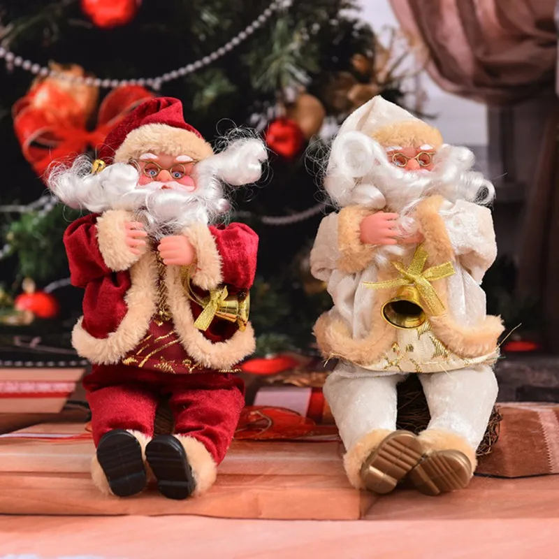 

25cm Christmas Sitting Santa Claus Window Doll Ornaments New Year Decoration Cute Christmas Tree Decor Christmas Gifts Drop Ship